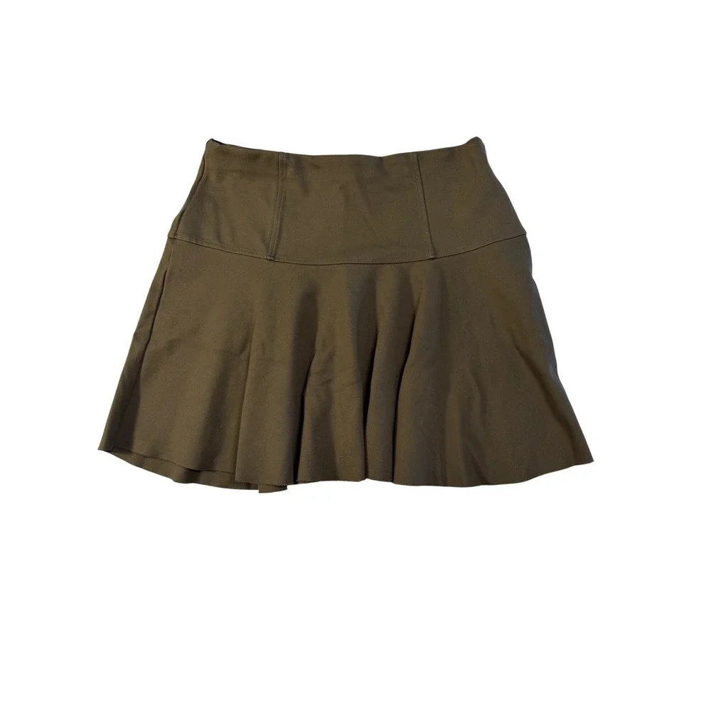 Free People Olive Green Ponte Skater Mini Skirt Size Medium